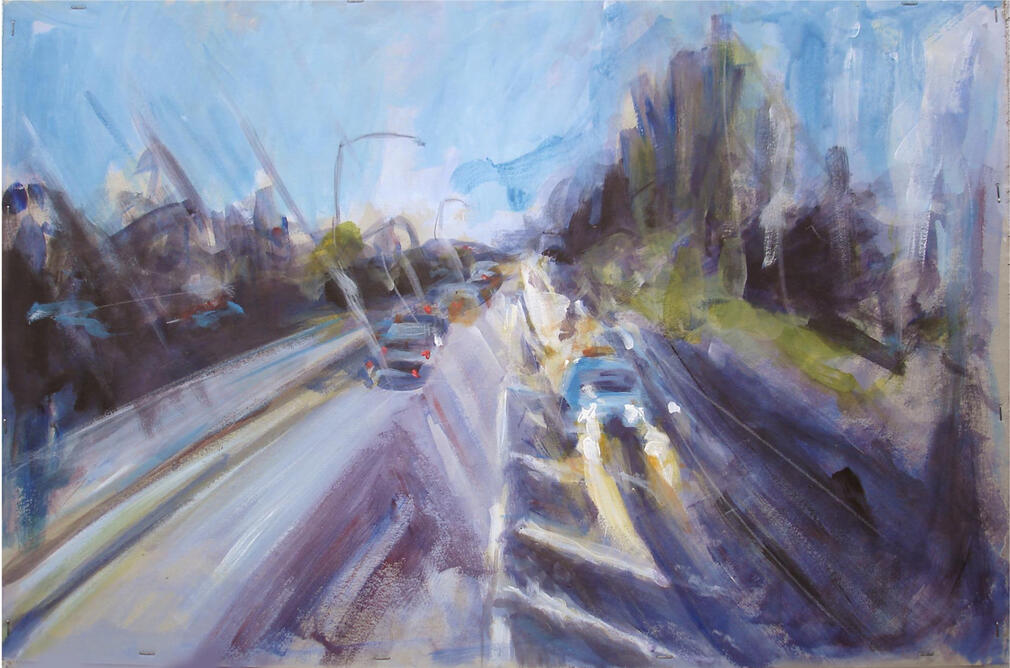 "Fog”, acrylique sur carton", 70 x 50 cm. Vendue.