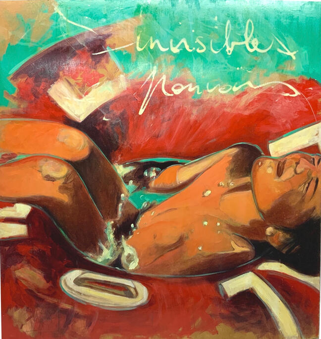 "Naomie, Invisibles pouvoirs".Acrylique sur panneau de bois, 100x93 cm.