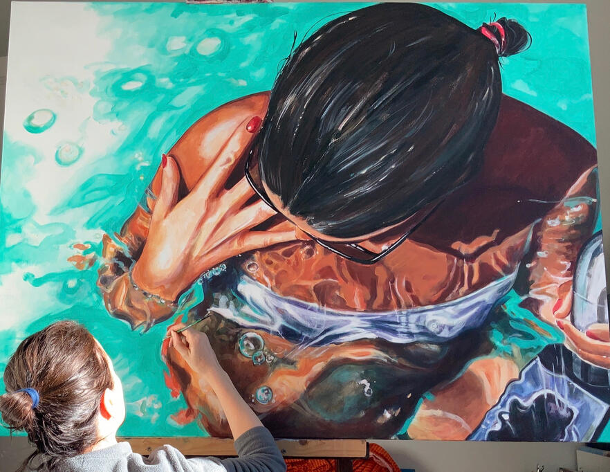 "Big Swim", acrylique sur toile, 97 x 130 cm.