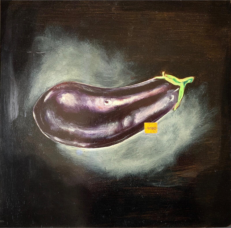 "Aubergine", acrylique sur panneau de bois, 30 x 30 cm.