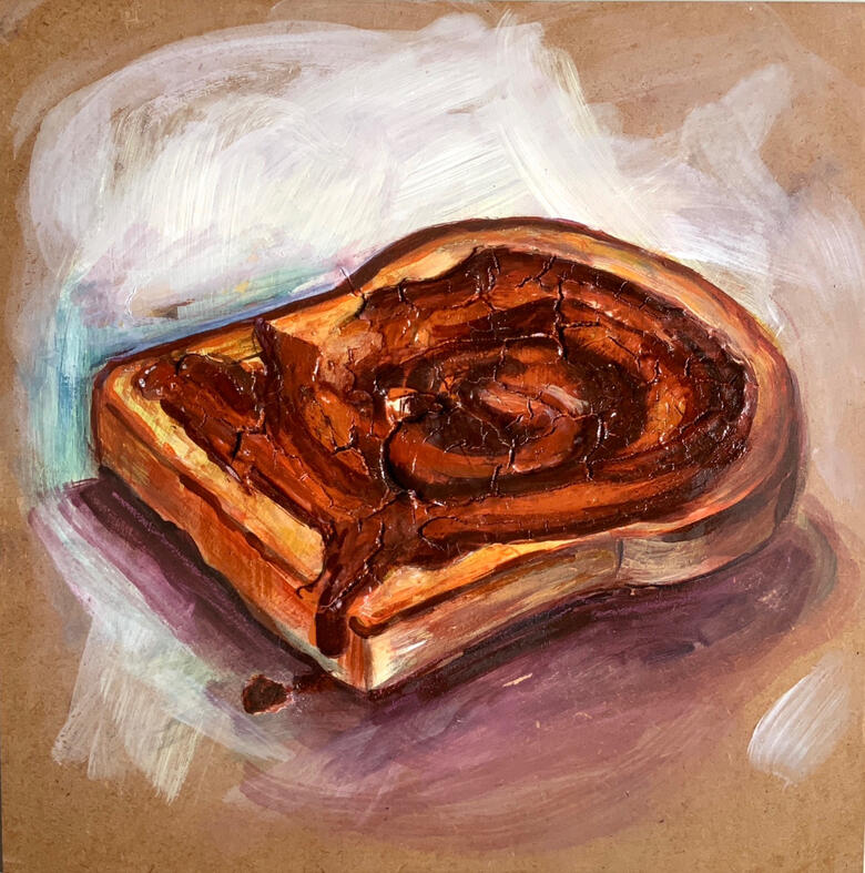 "Choco slice”, acrylique sur panneau de bois, 30 x 30 cm.