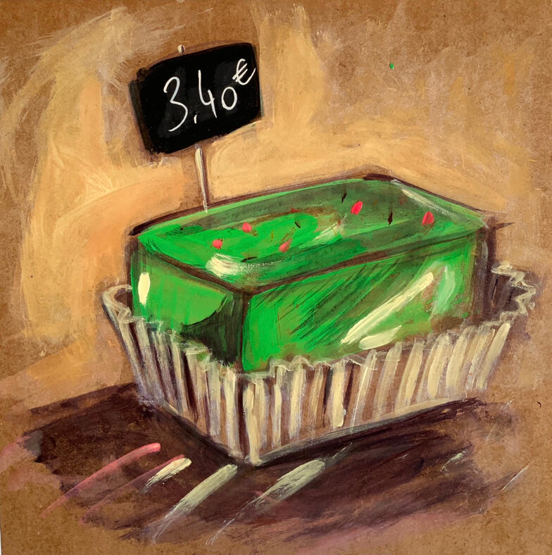 " Néon slice" acrylique sur panneau de bois, 30 x 30 cm.